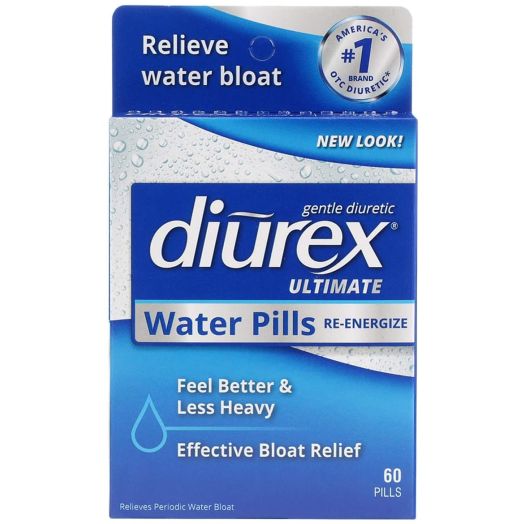 Diurex Ultimate Re-Energizing Water Pills - Maximum Strength Diuretic - Relieve Water Bloat - 60 Count