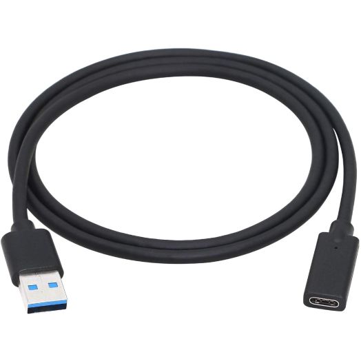 CERRXIAN USB 3.0 Type A Male to USB 3.0 Type C Female Gold Plated Connector Converter Adapter (Black) (3ft)