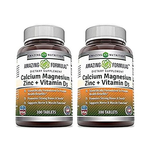 Amazing Nutrition Calcium Magnesium Zinc + Vitamin D3 300 Tablets - 2 Pack