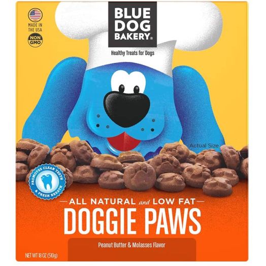 Blue Dog Bakery Natural Dog Treats, Doggie Paws, Original, Peanut Butter and Molasses Flavor