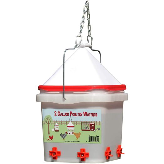 RentACoop 2 Gallon Chicken Waterer - Horizontal Nipple Setup (4 Nipple Corner)