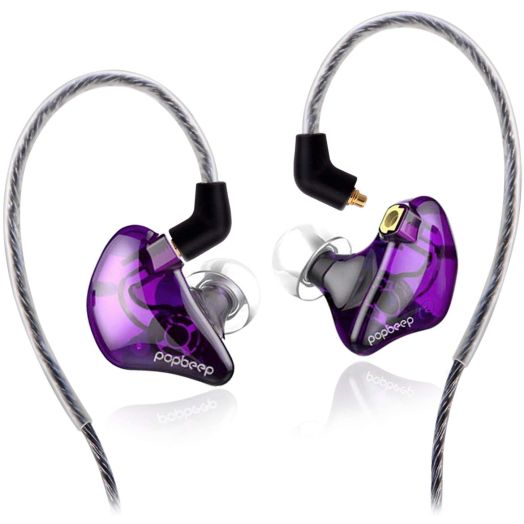 BASN Bsinger+PRO in Ear Monitor for Musicians with MMCX Replaceable Cables; Noise-Isolating and Universal-Fit (Purple)