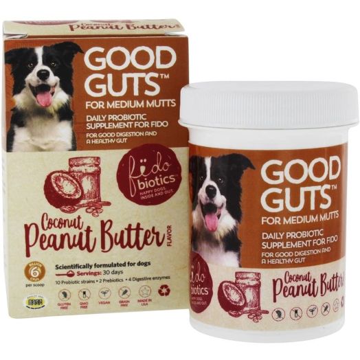 Fidobiotics Good Guts, Daily Probiotic, for Medium Mutts, Coconut Peanut Butter, 6 Billion CFU, 1 oz (30 g)