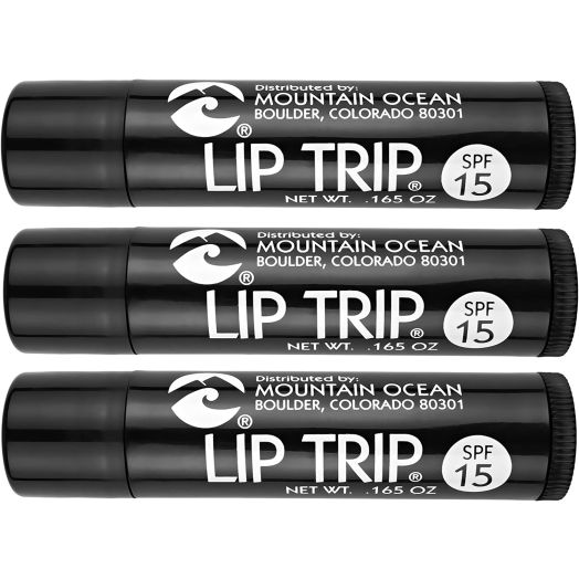 Mountain Ocean Lip Trip SPF 15 Lip Balm (Pack of 3) with Apricot Kernal Oil, Sesame Oil, Aloe Vera and Cocoa Butter, 0.17 oz. Each