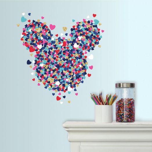 RoomMates Minnie Mouse Heart Confetti Peel And Stick Giant Wall Decals With Glitter