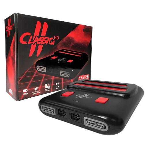 Old Skool Classiq 2 HD 720p Twin Video Game System, Black/Red Compatible with SNES/NES Nintendo and Super Nintendo Cartridges