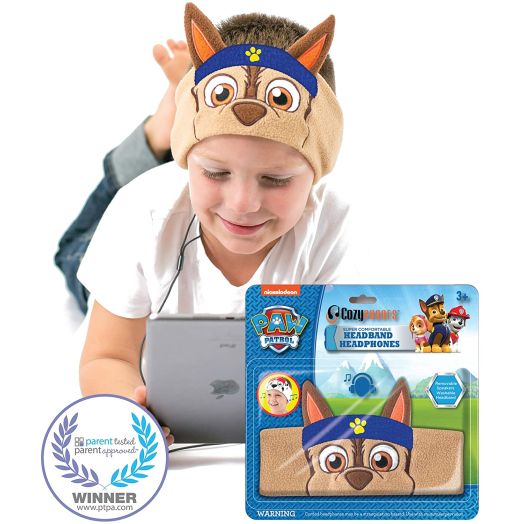 Paw Patrol Kids Headphones by CozyPhones - Volume Limited with Thin Speakers and Super Comfortable Soft Headband - Perfect Toddlers and Children's Earphones for School, Home and Travel Chase