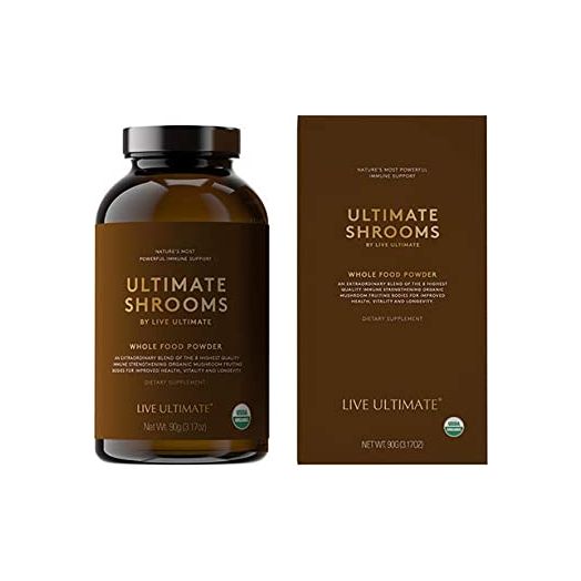 Live Ultimate Shrooms USDA Certified Whole Food Mushroom Extract Powder - 8 Organic Mushrooms Including Chaga, Cordyceps, and Reishi Mushroom Extract - Natural Energy, Immune Support and Detox