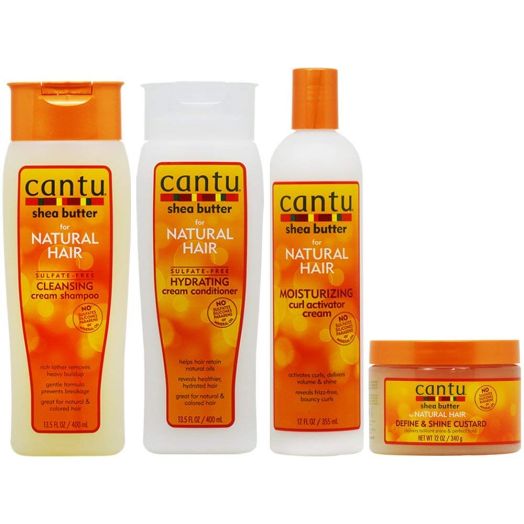 Cantu Cleansing Cream Shampoo + Conditioner + Curl Activator Cream + Define and Shine Custard"Set"