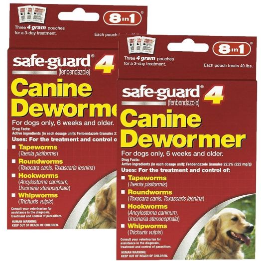 8 in 1 Safe Guard Canine Dewormer for Large Dogs, 4-Gram- 2 Pack ( 2 Pouches per Pack)