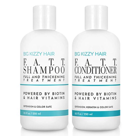 Big Kizzy F.A.T.T. Volumizing and Thickening Biotin Shampoo and Conditioner Set, Gentle Hair Care Hair Safe for Extensions Color Keratin Treatments, Strengthens and Nourishes Fragile Hair