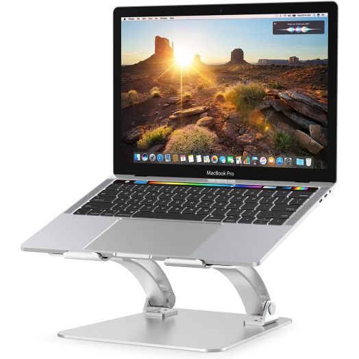 Nulaxy Laptop Stand, Ergonomic Height Angle Adjustable Computer Laptop Holder Compatible with MacBook, Air, Pro, Dell XPS, Samsung, Alienware All Laptops 10-17.3", Supports Up to 44 Lbs-Silver
