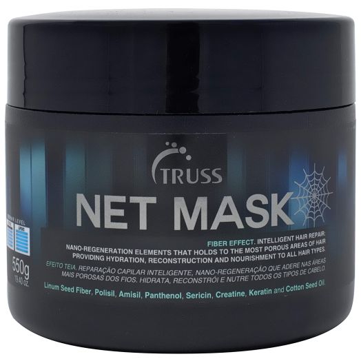 TRUSS Net Mask - Intensive Repair Mask for Curly Hair and All Other Hair Types - Nano Protein Infused, Anti-Static Hair Mask, Reconstructor, Detangler, Anti-Frizz, Repairs Damaged Hair, Hydrates Curls