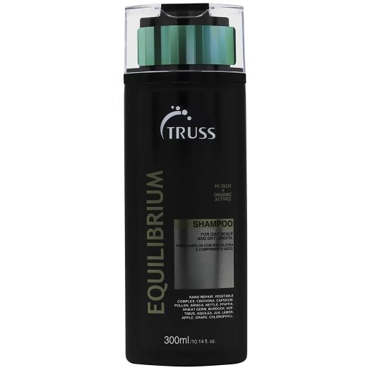 Truss Equilibrium Shampoo for Oily Scalp with Dry Ends - Cleans Scalp Balancing Excessive Oiliness In The Roots While Hydrating Hair Leaving it Strong and Vibrant. Prevents Dry Split Ends and Add Shine