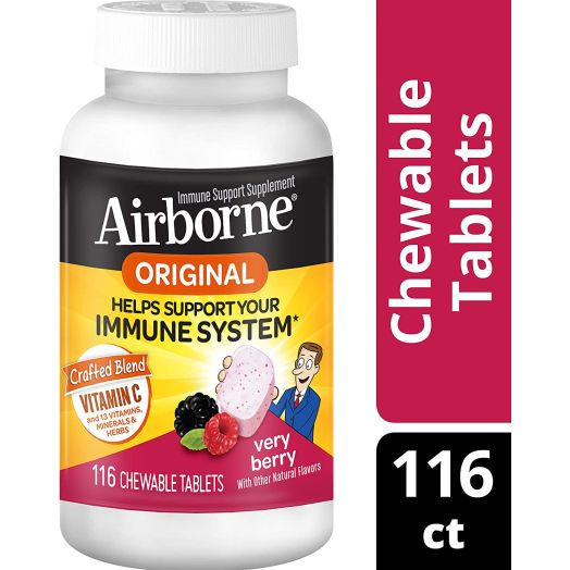 Airborne Berry Chewable Tablets, 116 count - 1000mg of Vitamin C - Immune Support Supplement ( Pack of 2)