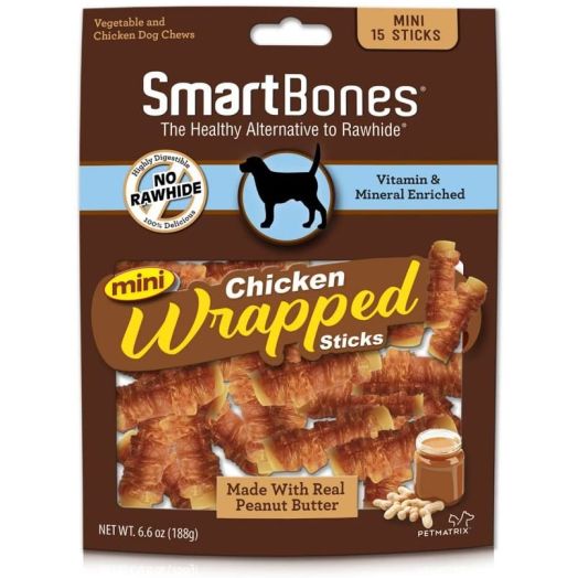 SmartBones Mini Chicken-Wrapped Sticks For Dogs With Real Peanut Butter, Rawhide-Free