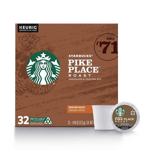 Starbucks Medium Roast K-Cup Coffee Pods Pike Place Roast for Keurig Brewers 1 box (40 pods)