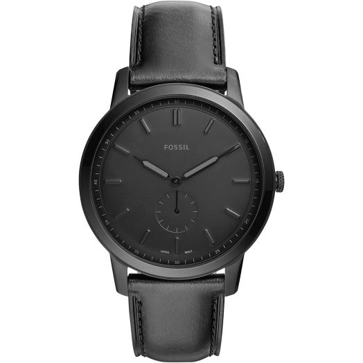 Fossil Men's Minimalist Stainless Steel and Leather Slim Casual Quartz Watch