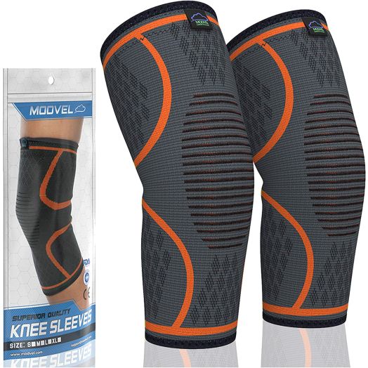 MODVEL 2 Pack Knee Compression Sleeve | Approved Knee Brace | Knee Support for Arthritis, ACL, Meniscus Tear, Running, Biking, and Sports | Joint Pain Relief.
