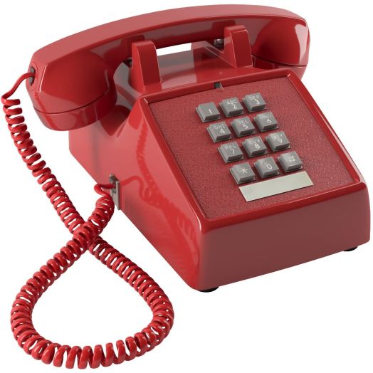 Home Intuition Amplified Single Line Corded Desk Telephone with Extra Loud Ringer, Red