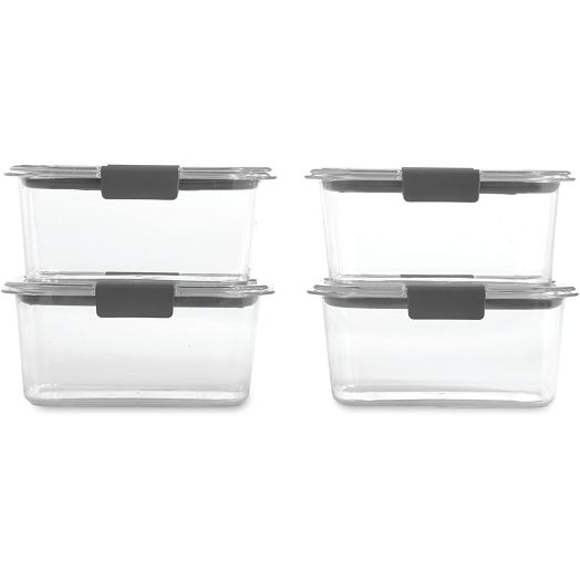 Rubbermaid Brilliance Food Storage Container, BPA-Free Plastic, Medium Deep, 4.7 Cup, 4-Pack, Clear