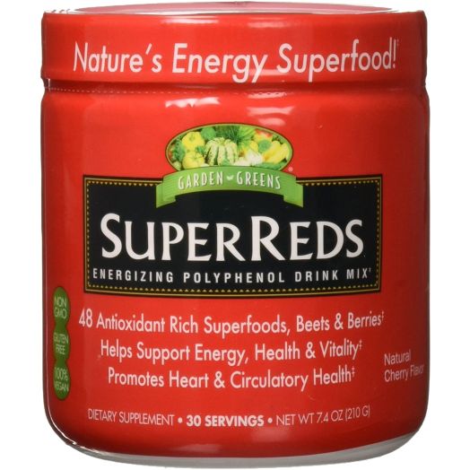 Garden Greens Super Reds Energizing Polyphenol Superfoods, Antioxidants, Powder Drink Mix, 30servings