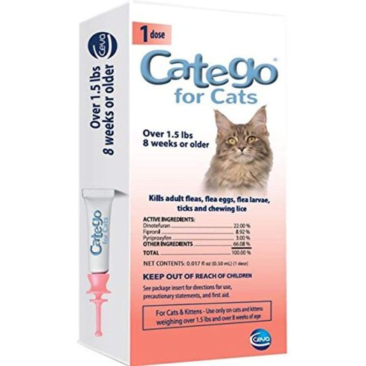 Catego Fast-Acting Flea and Tick Treatment For Cats/Kittens (Over 1.5 lbs), Kills Fleas Within 6 Hours, Prevents Flea Re-Infestations