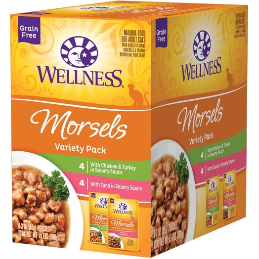 Wellness Healthy Indulgence Natural Grain Free Wet Cat Food Pouches Morsels Variety Pack