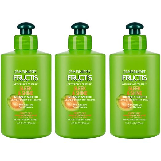 Garnier Fructis Sleek and Shine Intensely Smooth Leave-In Conditioning Cream, 10.2 Ounce (Pack of 3) (Packaging May Vary)