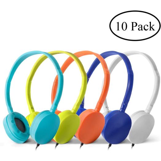 Wholesale Bulk Headphone Earphone Earbud - Kaysent(KHP0-10Mixed) 10 Pack Wholesale Mixed Colors(Each 2 Pack) Headphone for School, Classroom, Airplane, Hospiital, Students,Kids and Adults