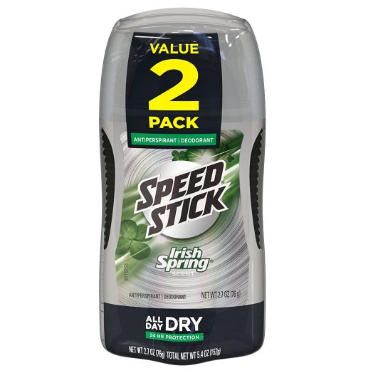 Mennen Speed Stick Irish Spring Antiperspirant Deodorant, Original 2.7 Ounce, 2 Count