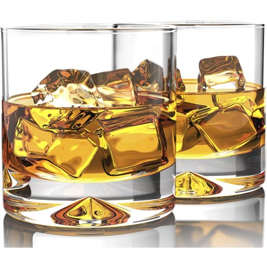 MOFADO Crystal Whiskey Glasses - Classic - 12oz (Set of 2) - Hand Blown Crystal - Thick Weighted Bottom Rocks Glasses - Perfect for Scotch, Bourbon and Old Fashioned Cocktails