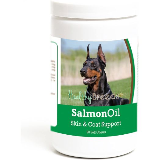 Healthy Breeds Salmon Oil Soft Chew Supplement - Over 200 Breeds - Reduce Shedding and Support Skin and Coat - Formulated with Omega 3 and 6, EPA, DHA - 90 or 120 Tasty Chews