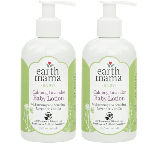 Earth Mama Calming Lavender Baby Lotion with Organic Calendula, 8-Fluid Ounce (2-Pack)