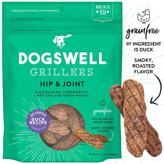 DOGSWELL 100% Grilled Meat Treats for Dogs, Made in The USA with Glucosamine, Chondroitin and New Zealand Green Mussel for Healthy Hips