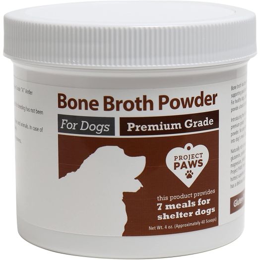 Project Paws Bone Broth for Dogs with Powdered Elk Antler and Bone - Collagen and Mineral Rich Food Topper for Dogs - Whole Food Superfood Powder Multivitamin for Dogs - 4 oz