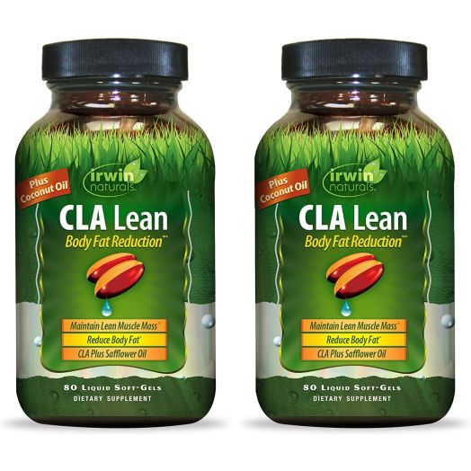 Irwin Naturals CLA Lean Body Fat Reduction High Potency Conjugated Linoleic Acid - Weight Management Supplement and Exercise Enhancement with Safflower and Coconut Oil - 80 Liquid Softgels (Pack of 2)