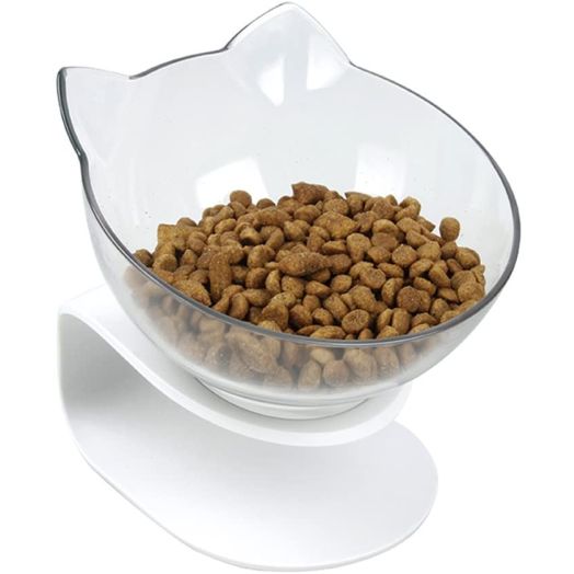 Pethouzz Slanted Cat Food Bowl Raised Stand Pet Bowls for Cats and Small Dogs