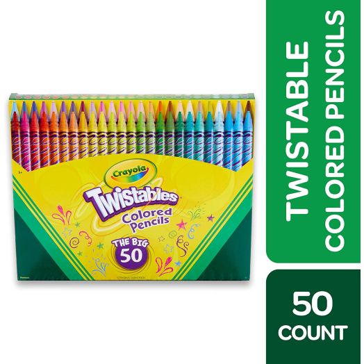 Crayola Twistables Colored Pencils Coloring Set, Kids Indoor Activities At Home, Gift Age 3+ - 50 Count