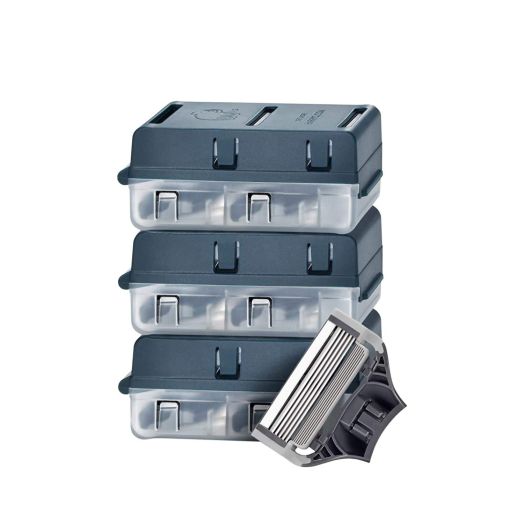 Harrys Razor Blades (3 Packs of 4) in Durable Hinged Water Friendly Travel Cases