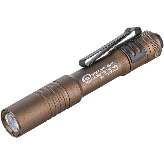 Streamlight 66608 250 Lumen Microstream USB Rechargeable Flashlight with 5" USB Cord Clamshell Packaging, Coyote