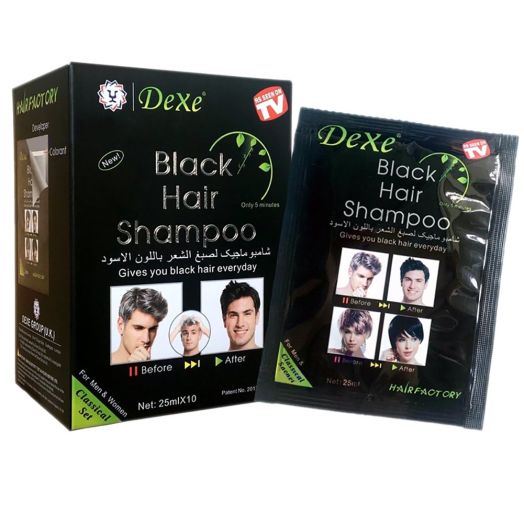 Black Hair Shampoo -Instant Black Hair Dye Shampoo Black Hair Dye Maintain Hair Color for Two Months 5 minutes for Men and Women By Cutelove 25mlx10 Packs