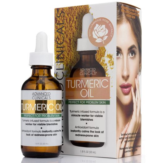 Advanced Clinicals Turmeric Oil for face. Antioxidant formula with Rose Extract and Jojoba oil for dry skin, redness, and skin blemishes. (1.8oz)