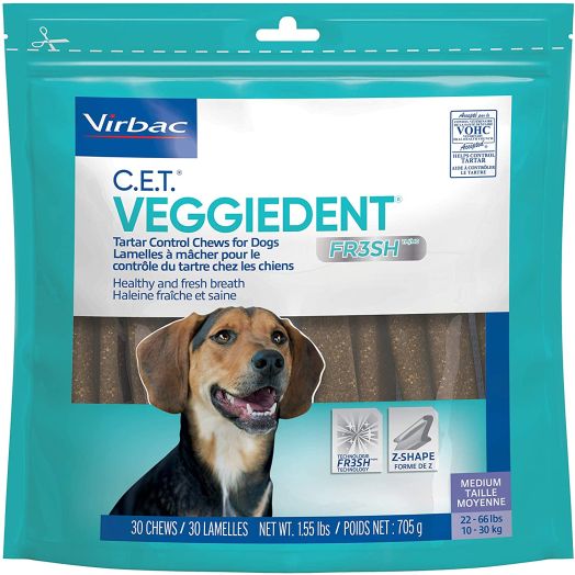 Virbac CET VEGGIEDENT FR3SH Tartar Control Chews for Dogs