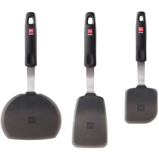 Di Oro Designer Series Flexible 3-Piece Silicone Turner Spatula Set - 600F Heat-Resistant Non-Stick Kitchen Utensils  Flippers for Cooking and Baking - Food Grade  Silicone Design