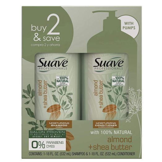 Suave Professionals Moisturizing Shampoo and Conditioner Almond and Shea Butter 18 oz, 2 count