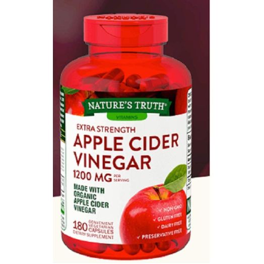 Nature's Truth Organic Apple Cider Vinegar Extra Strength Quick Release 1200 MG Gluten Free, Dairy Free, Non -GMO, No Preservative - 180 Vegetarian Capsules (1 Pack - 180 Capsules)
