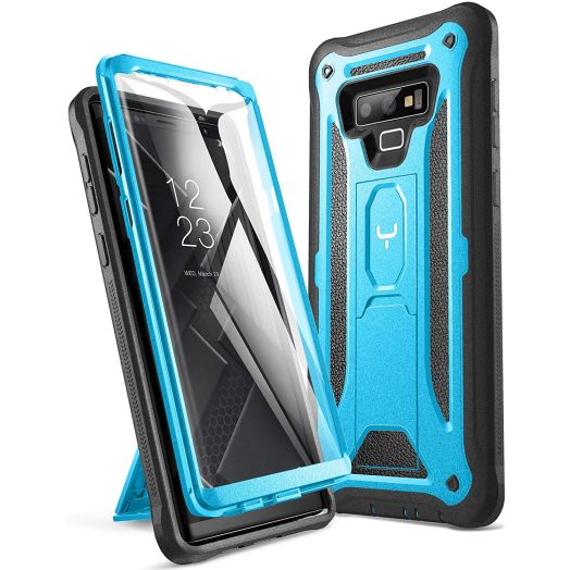 YOUMAKER Kickstand Case for Galaxy Note 9, Full Body with Built-in Screen Protector Heavy Duty Protection Shockproof Rugged Cover for Samsung Galaxy Note 9 (2018) 6.4 Inch - Blue