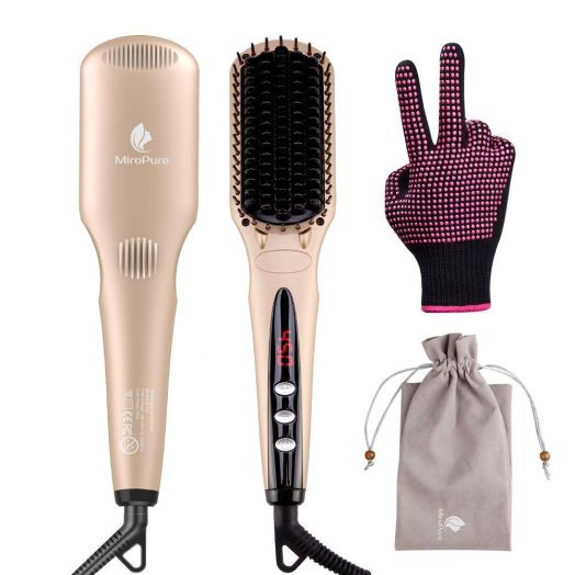 MiroPure Ionic Hair Straightener Brush for Silky Frizz-free Hair with MCH Heating Technology for Great Styling at Home