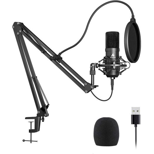 USB Microphone Kit 192KHZ/24BIT Plug and Play MAONO AU-A04 USB Computer Cardioid Mic Podcast Condenser Microphone with Professional Sound Chipset for PC Karaoke, YouTube, Gaming Recording